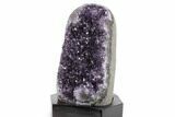 Deep Purple Amethyst Geode With Wood Base - Uruguay #360458-1
